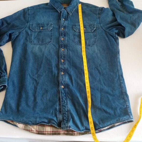 Vintage Eddie Bauer Denim plaid lined button up Shirt size XL Tall - Picture 4 of 9